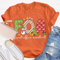 Festive Holiday Graphic Tee, Front Office Assistant Snowman Christmas T-Shirt, Humorous Xmas Office Staff Shirt, Winter School Worker Tee