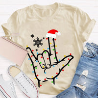 ASL Snowflake Holiday Lights Shirt, Sign Language Christmas T-Shirt, Deaf Community Graphic Tee, ASL Christmas Tee