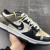 Low Top Sneakers, White Black Brown Colorway, Lace Up Design, Casual Gift for Sneaker Fans