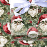 Cool Santa Sunglasses Gift Wrap, Tactical Santa Camouflage Wrapping Paper, Camo Christmas Wrapping Paper, Military Holiday Wrapping Paper