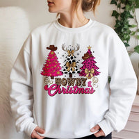 Western Cowgirl Leopard Tree Crewneck, Howdy Christmas Sweatshirt, Rodeo Country Holiday Sweater, Southern Christmas Festive Pullover