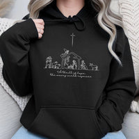 Minimalist Holy Night Hooded Sweatshirt, A Thrill of Hope Nativity Hoodie, Christian Christmas Scripture Pullover, Faith Holiday Sweater