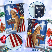 God Bless America Lawn Flag, Golden Retriever Christmas Garden Flag, Patriotic Holiday Yard Flag, Christian Cross Outdoor Flag