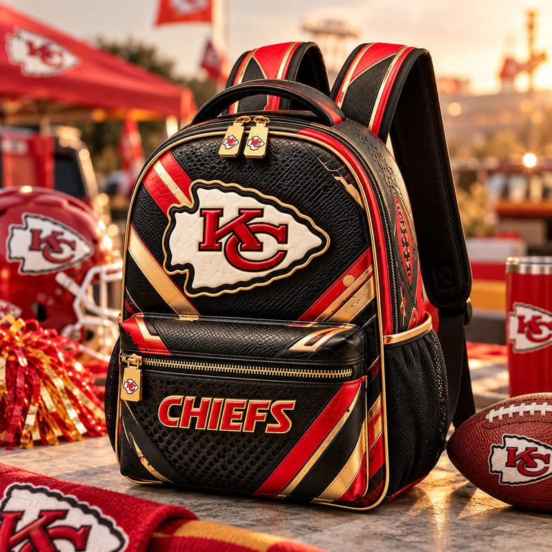 KC Arrowhead - Red, Gold and Obsidian Graphic Backpack