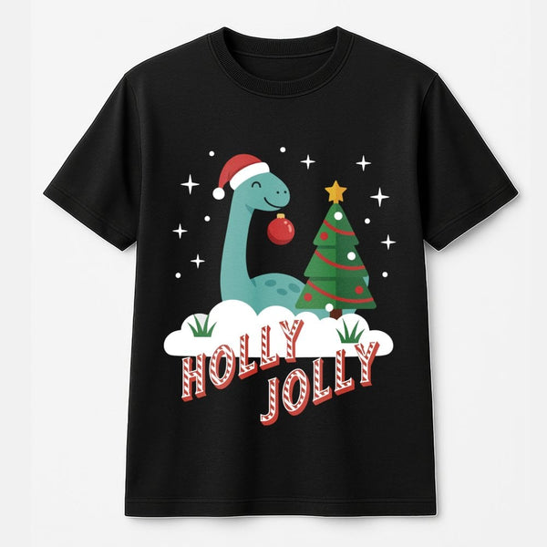 Adorable Festive Dino T-Shirt, Holly Jolly Dinosaur Christmas Shirt, Retro Holiday Dinosaur Graphic Tee, Xmas Dino Shirt, Fam