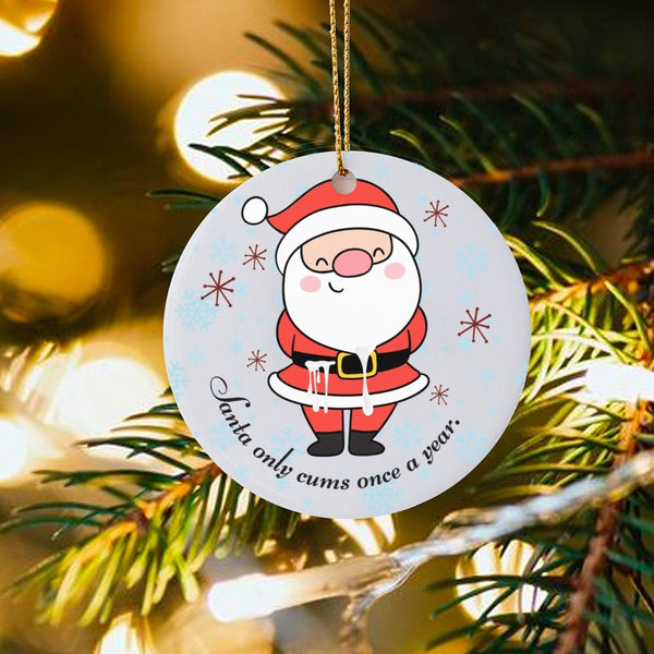 Naughty Santa Claus Tree Ornament, Humorous Santa Christmas Ornament, Adult Humor Holiday Ornament, Ceramic Secret Santa Pres
