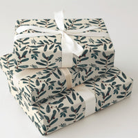 Winter Greenery Christmas Gift Wrap, Botanical Holly Berry Wrapping Paper, Red Berry Holiday Wrapping Paper