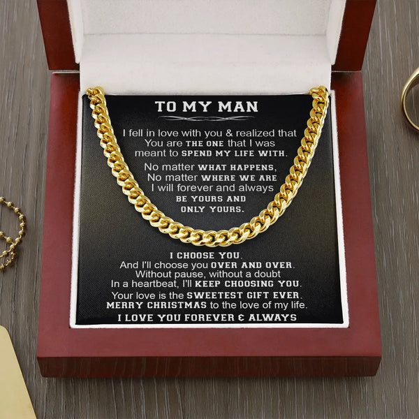Stainless Steel Mens Chain Necklace, To My Man Cuban Link Chain Necklace, Romantic Cuban Chain Jewelry, Christmas Present for