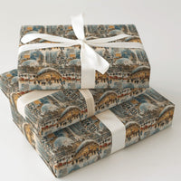 Snowy Millennium Park the Bean Gift Wrap, Chicago Christmas Wrapping Paper, Watercolor City Skyline Gift Wrap, Winter Holiday Present Paper