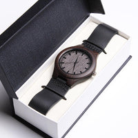 Sandalwood Leather Strap Watch, Mom to Son Engraved Wooden Watch, Japanese Quartz Timepiece, Son Birthday Christmas Keepsake Present