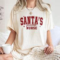 Snowflake Christmas Tee, Santa's Favorite Nurse T-Shirt, Distressed RN LPN Holiday Shirt, Adorable Christmas Nurse Tee, Nurse Holiday T-Shirt