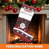 Ugly Sweater Holiday Christmas Stocking, Personalized Black Cat Christmas Stocking, Adorable Cat Lover Christmas Stocking, Custom Xmas Decor