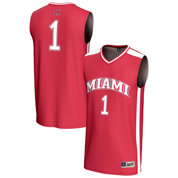 #1 Miami University RedHawks Lightweight Collegiate Basketball Fashion Jersey - Red
