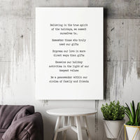 Holiday Spirit Canvas Wall Art, True Meaning of Christmas Quote Canvas, Christmas Quote Canvas Print, Frameless Holiday Home Decor Present