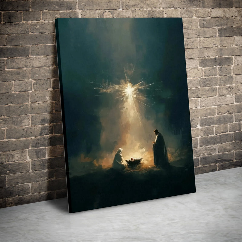 Star of Bethlehem Canvas Wall Art, Nativity Scene Canvas Print, Christian Nativity Canvas, Christmas Birth of Jesus Canvas Art Decor