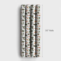 Watercolor Safari Gift Wrap, Christmas Giraffe Wrapping Paper, Holly Berries Wrapping Paper Roll, Holiday Animal Gift Wrap