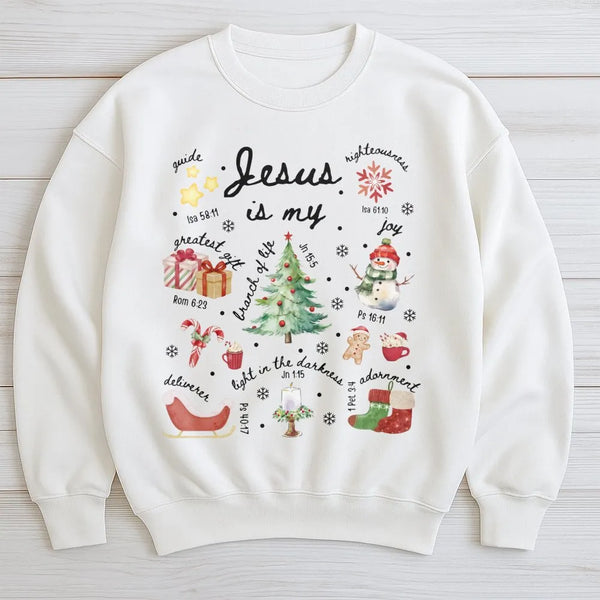 Religious Scripture Winter Crewneck, Jesus Is My Greatest Present Christmas Sweatshirt, Christian Bible Verse Holiday Pullove