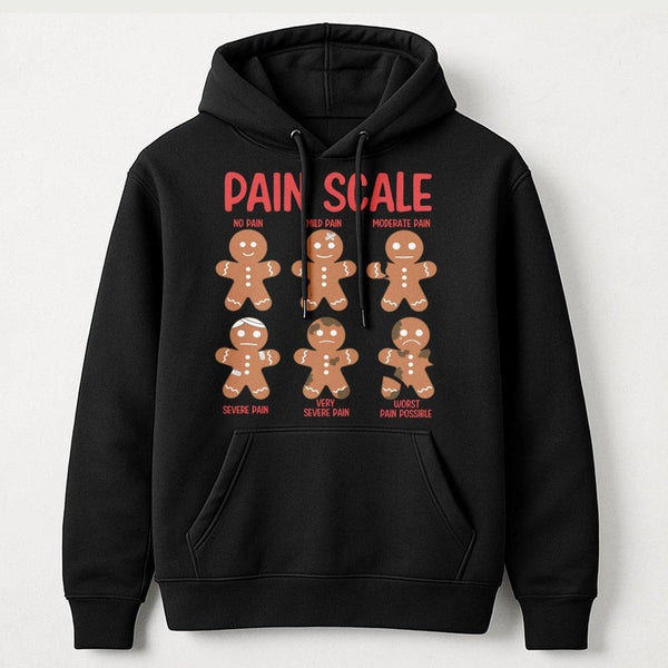 Humorous Christmas Medical Hoodie, Pain Scale Gingerbread Hoodie, Nurse Holiday Sweatshirt, Doctor Nursing Student Hooded Swe