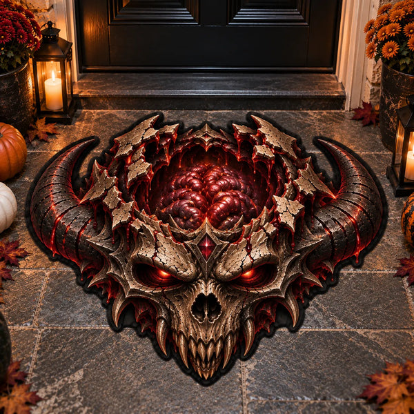Molten Skull Threshold - Horned Demon Doormat Built for Impact - main