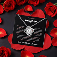 Sentimental Daughter Necklace, To My Daughter Love Knot Necklace, Sparkling CZ Crystal Necklace, Rose Gift Box Necklace, Christmas Jewelry