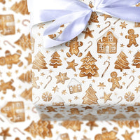 Watercolor Holiday Village Gift Wrap, Gingerbread Man Wrapping Paper, Festive Gingerbread Wrapping Paper, Adorable Christmas Wrapping Paper