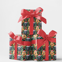 Festive Dog Holiday Gift Wrap, Retriever Santa Hat Christmas Wrapping Paper, Adorable Puppy Christmas Wrapping Paper, Pet Lover Gift Wrap Roll