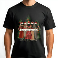 Retro Christmas Besties Shirt, Girls Will Be Girls T-Shirt, Adorable Holiday Graphic Tee, Friends Christmas Party Shirt, Winter Present Women