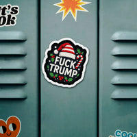 Humorous Santa Hat Political Protest Fridge Magnet, Anti-Trump Christmas Magnet, Liberal Democrat Humor Magnet, Anti GOP Holiday Vinyl Present