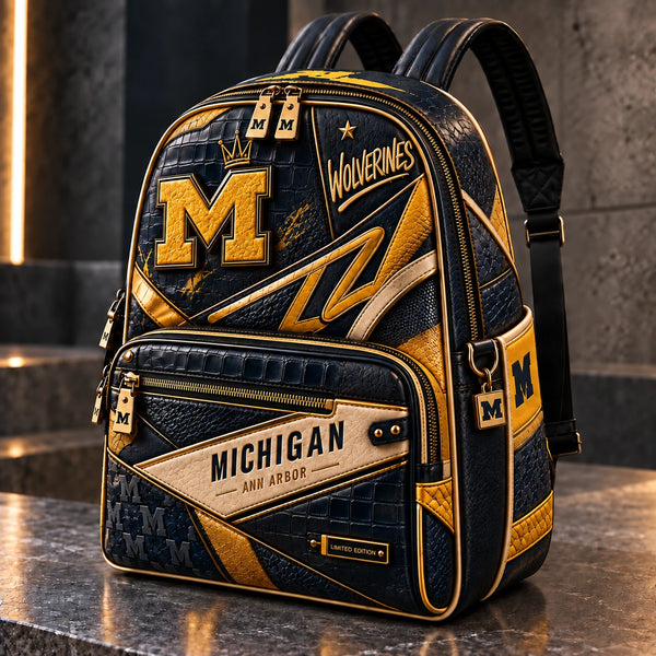 MICH Varsity Crest - Navy and Maize Panelled Backpack - main