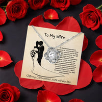 Christmas Rotating Rose Box Love Knot Pendant, Love Knot Necklace for Wife, CZ Crystal Love Knot Necklace, Romantic Holiday Present for Her