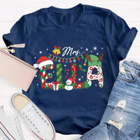 Custom Name Holiday Lights Tee, Personalized Christmas Snowman T-Shirt, Adorable Winter Xmas Shirt, Matching Family Christmas Tee Shirt Present