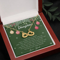 14k White Gold Finish Pendant Necklace, To My Daughter Christmas Infinity Heart Necklace, Holiday Card Keepsake Jewelry