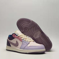 Low Top Sneakers, Purple Beige Colorway, Lace Up Design, Casual Gift for Sneaker Fans