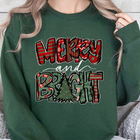 Holiday Graphic Tree Sweater, Merry and Bright Christmas Sweatshirt, Festive Christmas Tree Crewneck, Comfy Winter Holiday Pullover