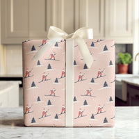 Whimsical Christmas Gift Wrap, Skiing Santa Wrapping Paper, Ski Santa Holiday Wrap, Festive Winter Sports Wrapping Paper, Xmas Gift Wrap