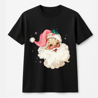 Vintage Christmas Aesthetic Shirt, Retro Pink Santa T-Shirt, Adorable Holiday Santa Graphic Tee, Girly Xmas T-Shirt, Pastel Winter Holiday Tee
