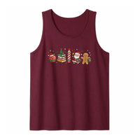 Kawaii Santa Gingerbread Tank, Adorable Christmas Characters Tank Top, Bookish Holiday Tank Top, Retro Xmas Doodle Sleeveless Tee, Xmas Present