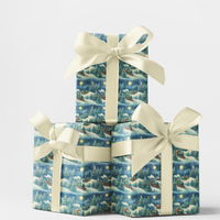 Winter Night Gift Wrap Roll, Christmas Train Wrapping Paper, North Star Holiday Wrapping Paper, Festive Christmas Train Gift Wrap