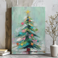 Impressionist Holiday Canvas Painting, Abstract Christmas Tree Canvas Wall Art, Festive Winter Home Decor Digital Download Xmas Present