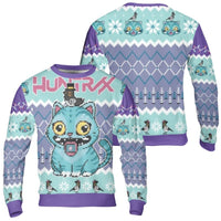 Retro 8-Bit Gamer Holiday Sweater, Pixel Cat Ugly Christmas Sweater, Humorous Gaming Crewneck Sweatshirt, Unisex Xmas Party Apparel