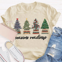Festive Reading Season Graphic Tee, Christmas Trees and Books T-Shirt, Book Lover Christmas Shirt, Bookish Holiday Shirt, Reader Xmas Present