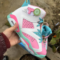 High Top Sneakers, White Pink Green Colorway, Lace Up Design, Casual Gift for Sneaker Fans