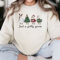 Adorable Christmas Goose Crewneck, Just a Jolly Goose Sweatshirt, Humorous Holiday Duck Pullover, Festive Animal Lover Sweatshirt, Comfy Winter Present