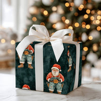 Blue Collar DIY Santa Gift Wrap, Handyman Santa Wrapping Paper, Tool Belt Carpenter Christmas Wrapping Paper, Builder Holiday Present Paper