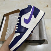 Low Top Sneakers, White Purple Colorway, Lace Up Design, Casual Gift for Sneaker Fans