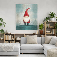 Snowy Winter Landscape Canvas Print, Christmas Gnome Canvas Wall Art, Holiday Gnome Canvas Decor, Festive Christmas Season Wall Art