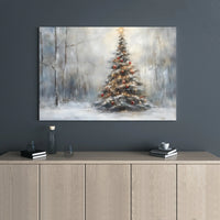 Winter Forest Landscape Canvas, Snowy Christmas Tree Canvas Art, Pine Trees Wall Decor, Holiday Season Canvas Print, Xmas Home Decor Present
