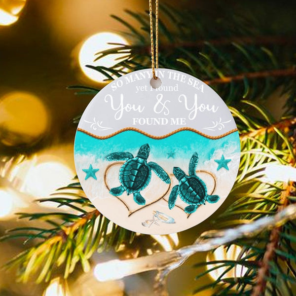 Romantic Sea Turtle Christmas Ornament, Found You and You Found Me Turtle Ornament, Couple Anniversary Keepsake Ornament, Oce