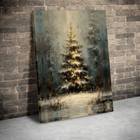 Impressionist Snowy Forest Landscape Print, Christmas Tree Canvas Wall Art, Winter Wonderland Decor, Festive Holiday Canvas Present