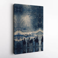 Three Wise Men Bethlehem Star Wall Art, Nativity Scene Canvas Print, Watercolor Christian Canvas Decor, Religious Christmas Holiday Decor